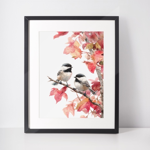 Watercolor Chickadee Bird Portrait Wall Art Print, Unframed - Charming Nature - Picture 3 of 7